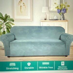 Velvet Furniture Cover - Stone Blue